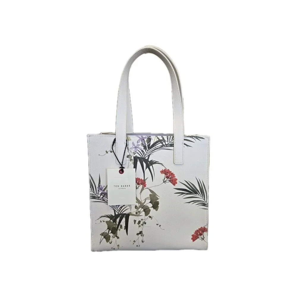 New NWT Ted Baker London "The Icon" Small Wite Floral Tote / Purse - Picture 4 of 6